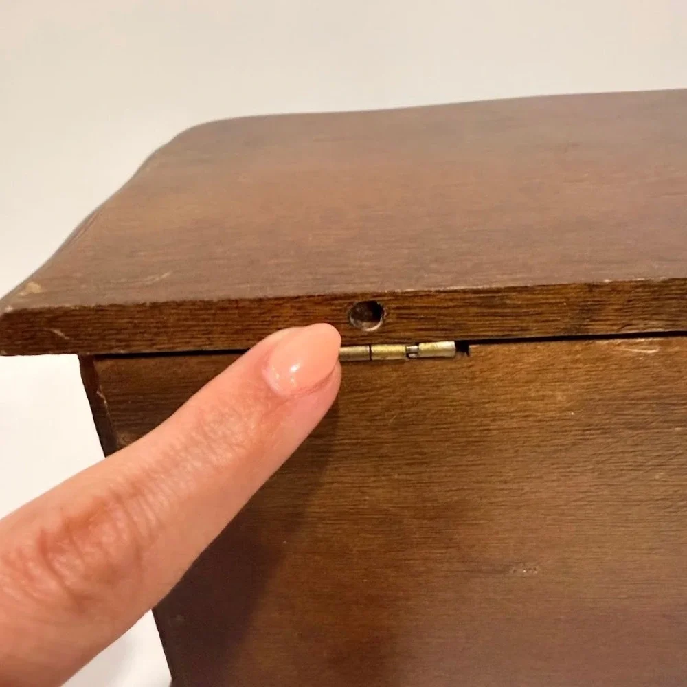 Vintage Wooden Jewelry Box 3 Drawer Chest Dark Brown Ornate Brass Hardware